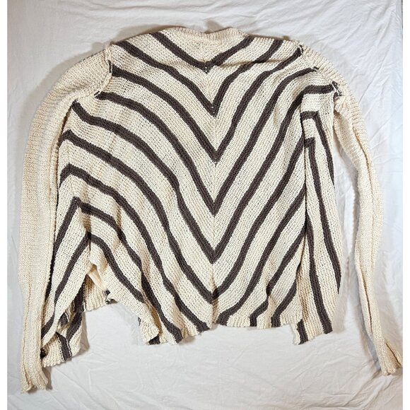 Free People Knit Cardigan SZ S Oversized Chevron Pattern Lightweight Womens Boho - Picture 2 of 12